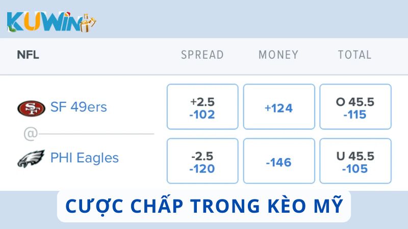 Cược chấp trong kèo Mỹ (US)